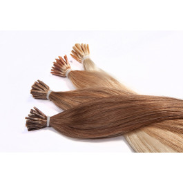 25 glatte Echthaarsträhnchen mit runden Bondings 40cm RB